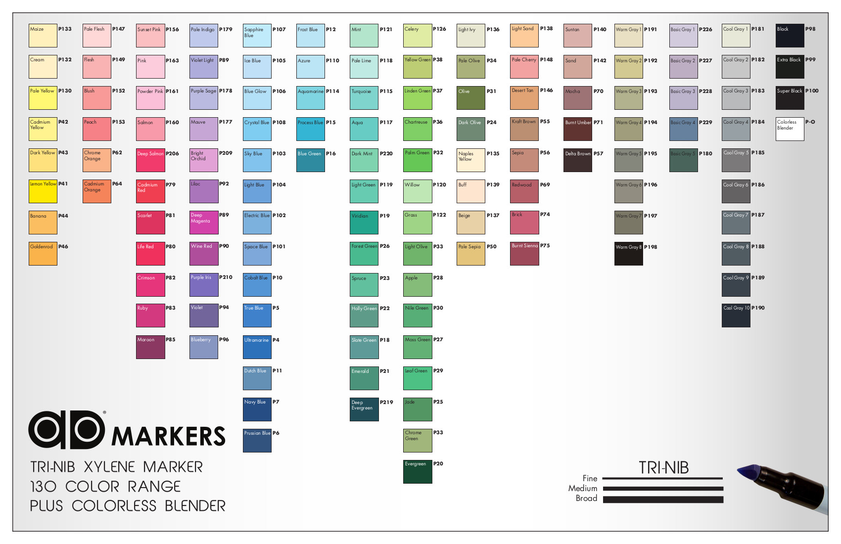 Chartpak Ad AD12 Marker 12-Color Basic Set